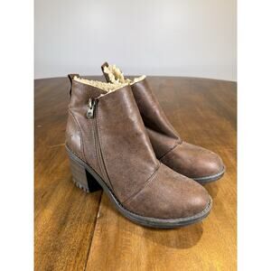 Blowfish Malibu Bootie Boots Faux Fur Zipper Cottage Brown Model 1707 Size 8.5